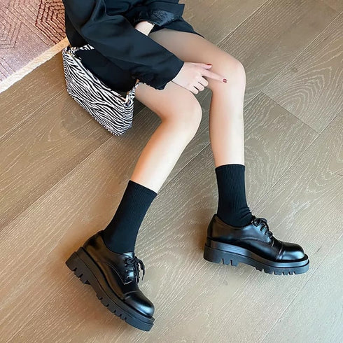 Chic Comfortable British Style Lace College Style Platform Loafers